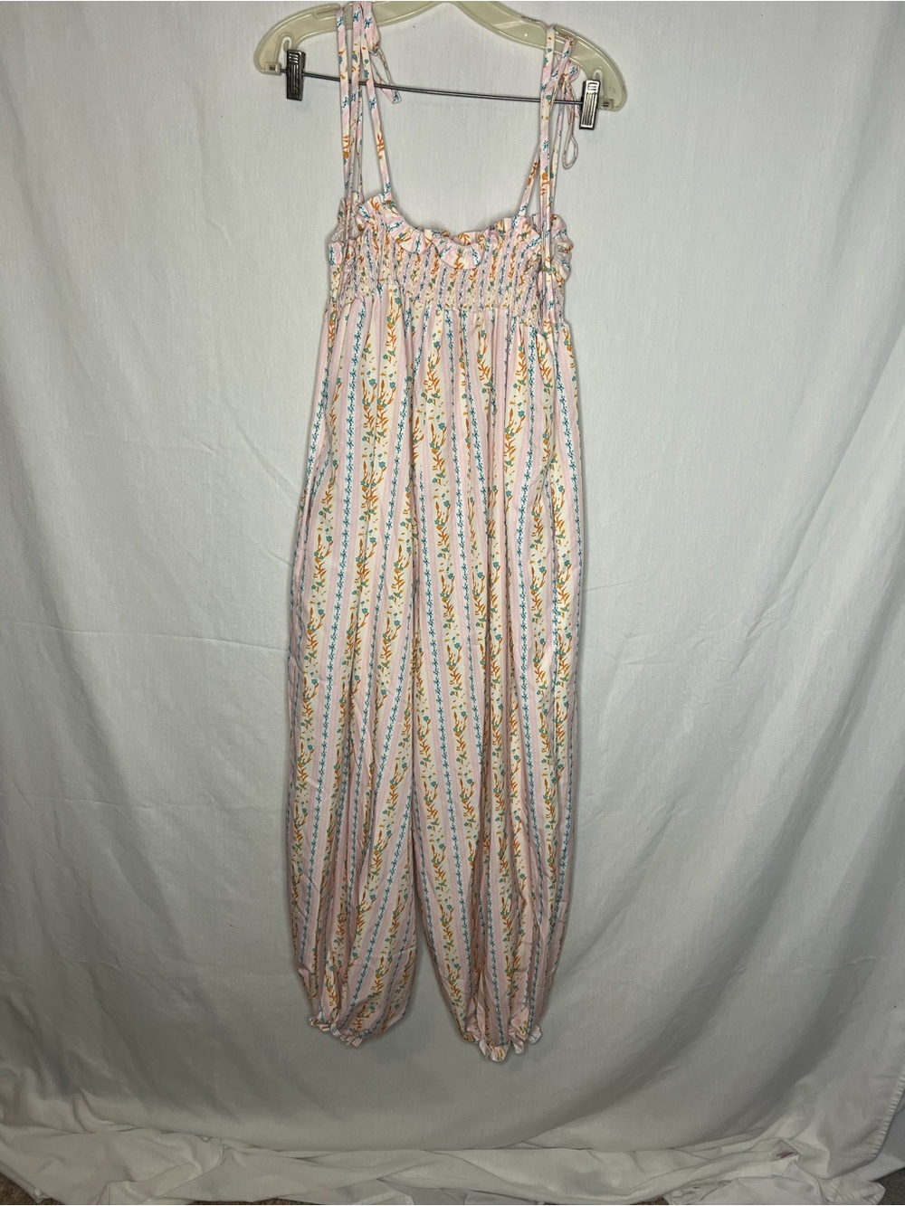 BoHo floral smocked harem jumpsuit